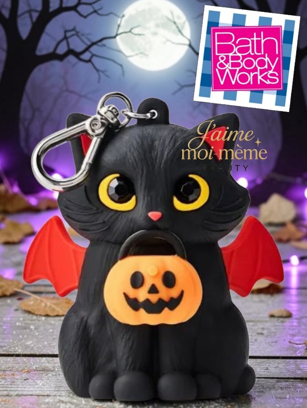 Bath & Body Works Halloween Black Cat Pocketbac Keychain Bag Charm Bat Pumpkin